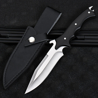 Couteau de chasse, de survie et de camping professionnel, fait main, en acier Damas, lame à pointe tombante, manche en bois, haute qualité, OEM