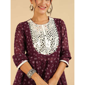 Conjunto de Chiffon para Mujer, Primavera/Verano, Estampado Floral, Top Peplum y Sharara con Dupatta, Elegante y Transpirable - Product Image 2
