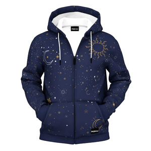 Sweat-shirts à capuche unisexes personnalisables avec logo, fermeture éclair, impression en relief, en polyester/coton tricoté anti-boulochage, pour l'hiver, hommes, femmes, enfants - Product Image 1