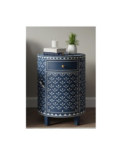 Mesa de centro premium con incrustaciones de hueso y cajón, mueble antiguo hecho a mano para áreas de descanso elegantes - Product Image 2