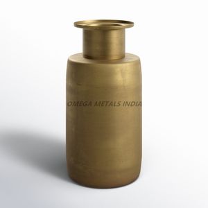 Vase en métal en laiton moderne pour la décoration intérieure avec base arrondie et col fin et matériau en bois pour des arrangements floraux élégants - Product Image 2