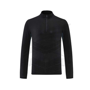 Quick Dry Poliéster Liso Manga larga Sports Quarter Zip Top 100% poliéster Media cremallera Sudadera - Product Image 5