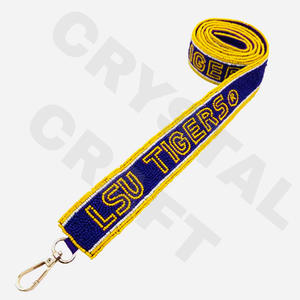 CRYSTAL CRAFT LSU Tigers Sangle de sac à main perlée Couleur personnalisée Perles de rocaille Style indien Taille personnalisée Accepter le logo personnalisé Modèle 2027 - Product Image 1
