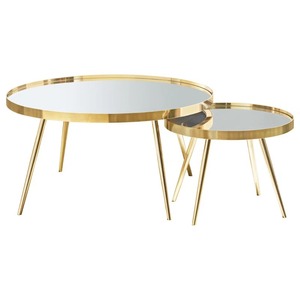 Elegante Juego de Muebles de Hierro Color Dorado Ecológico, 2 Piezas, Mesa de Centro Moderna Encajable para Sala de Estar o Habitación de Invitados, Estilo Clásico - Product Image 3