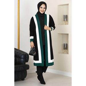 Cardigan en tricot à rayures pour hommes, pull hijab noir - Product Image 5