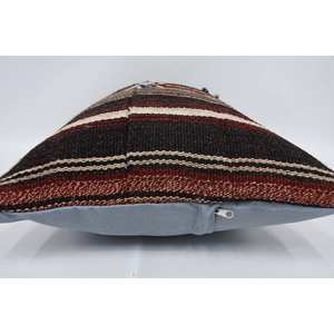 Brown Wool Woven Kilim 16x24 Inch Luxury Vintage Floral Accent <b>Pillow</b> Non-Slip Removable Washable Features for Bedding - Product Image 5