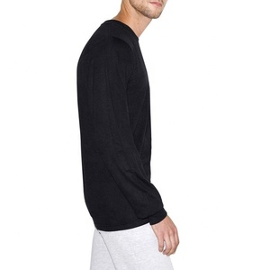 T-shirt en coton 100% respirant à manches longues pour homme, col rond, taille plus, personnalisable, tricoté - Service OEM en gros, été - Product Image 4