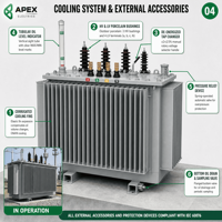 Transformateur immergé dans l'huile hermétique triphasé APEX S13-M 1000-2500 kVA 22 kV/400-415 V pour les projets EPC d'infrastructure 50/60 Hz