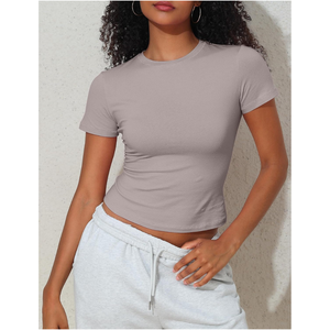 เสื้อยืดผู้หญิงทรงสวย สวมใส่สบาย ระบายอากาศดี ไซส์ใหญ่ ผ้าพลิ้ว ผ่อนคลาย ยืดหยุ่น ระบายอากาศได้ดี เป็นมิตรกับสิ่งแวดล้อม ทรงเข้ารูป เนื้อผ้านุ่มลื่น - Product Image 6