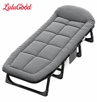 Lit de camping pliable avec matelas épais, lit de couchage portable, poche de rangement, durable, respectueux de l'environnement, pour l'extérieur