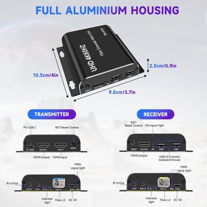 Extensor de Fibra HDMI 4K SYONG, 4K60Hz HDCP2.2 hasta 20KM, Compatible con Teclado y Ratón USB, Latencia Cero y Transmisor con Salida HDMI en Bucle - Product Image 5