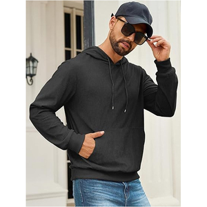 Sudadera con Capucha de Alta Calidad para Hombre, Estilo Hip Hop Urbano, Diseño Sólido, 100% Algodón Felpa, Ecológica, Talla XL Plus - Product Image 3