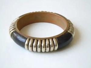 Pulsera de Madera Vintage con Diseño Elegante, Chapado en Oro Antiguo e Incrustaciones de Marfil, Diseño Geométrico Redondo, Joyería Unisex - Product Image 2