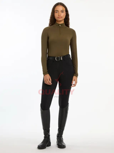 Venta al por mayor de tela técnica de gestión de la humedad de primera calidad construcción sin costuras capa base flexible Mujeres capa base de equitación - Product Image 3