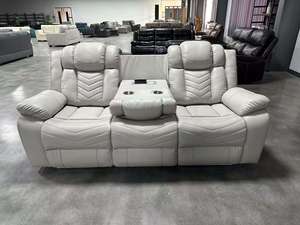 Canapé sectionnel électrique inclinable en cuir avec ports USB, éclairage LED et porte-gobelets intégrés pour home cinéma et salon - Product Image 4