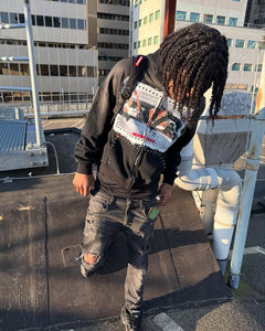 Ropa de calle para hombre, Sudadera con capucha de felpa francesa de gran tamaño, 100% algodón, estampado DTG, cremallera, lavado ácido, sudadera holgada - Product Image 4