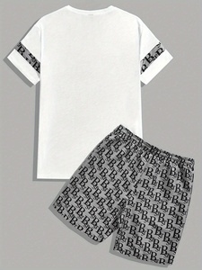 T-shirt et costume court pour hommes vêtements motif été à manches courtes hauts t-shirts col rond hauts hommes t-shirt décontracté Streetwear - Product Image 4