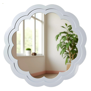 Handcrafted Wall <b>Mirror</b> with Grey Painted Distressed Carved Wooden Frame Decorative Accent <b>Mirror</b> Frame for Living Room Bedroom - Product Image 1