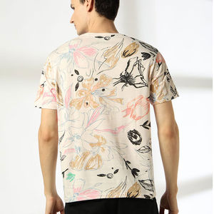 T-shirt vintage à manches courtes en coton 100% de qualité supérieure, coupe classique, tricoté, col en V personnalisé, bordure contrastée, poids lourd, pour homme - Product Image 2