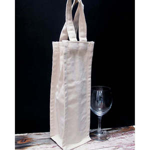 Sac à vin en toile de coton blanc naturel pour décorations de mariage, sac à bouteille écologique et élégant, capacité de 1 litre, porte-bouteille - Product Image 3