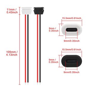 Connecteur étanche USB-C à 2 broches, type C, compression directe, prise femelle à 2 broches, interface de charge avec borne PH2.0 - Product Image 3