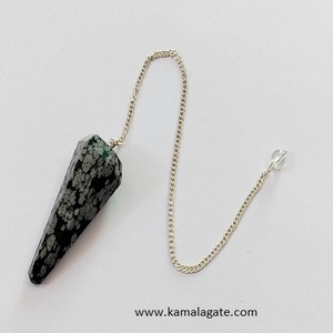 Flocon de neige à facettes obsidienne cristal pendule Agate semi-précieuse pierre précieuse artisanat à vendre - Product Image 2