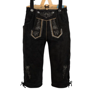 กางเกงหนัง bavaeian แบบลำลองของผู้ชายน้ำหนักเบาปักกระดุมที่หัวเข่าแบนมีไฟ - Product Image 6