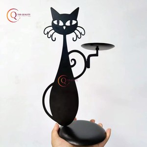 Bougeoir chauffe-plat décoratif Bougeoir en forme de chat en métal Pièce maîtresse Décoration de la maison Bougeoir unique - Product Image 3