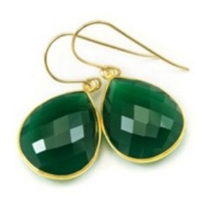 Boucles d'oreilles en forme de poire en argent Sterling 925 avec des pierres précieuses d'onyx vert, nouvel arrivage - Product Image 1