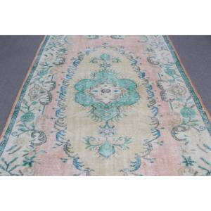 พรมตุรกีโบราณขนาดใหญ่ 6.1x9.4 ฟุต พรมขนสัตว์ลายพรางสีชมพู - Product Image 5