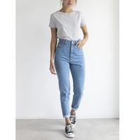 Jean en denim taille haute pour femme grande taille, bleu, décontracté, style urbain, écologique, coupe skinny BD