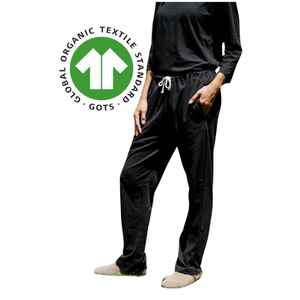 กางเกงเลานจ์ผ้าฝ้ายออแกนิกสำหรับผู้หญิงเสื้อเจอร์ซีย์สีดำขนาด5.4ออนซ์ใส่สบายพร้อมเชือกดึงเอวและดีไซน์ขาตรง - Product Image 4