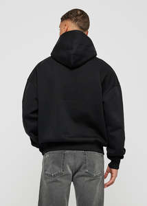 OEM Hommes Noir Oversize Pull à Capuche Ensemble 50% Coton 50% Polyester Manches Longues Imprimé Sweat Lavé À Capuche En Gros - Product Image 3