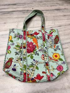 Bolso de compras de algodón acolchado de diseñador indio con hermoso estampado de pájaro, bolso de mano Reversible Popular de verano, accesorios de moda - Product Image 6