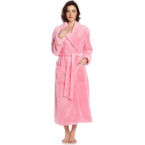 Women Bath Robe Winter Fluffy Plush Ladies Hooded Dressing Solid Color Gown Warm Bathrobe Female Home Clothing