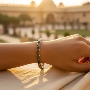 Women's Silver Emerald Cut <b>Charm</b> <b>Bracelet</b> Elegant Party Wear Fashion Gift - Product Image 2