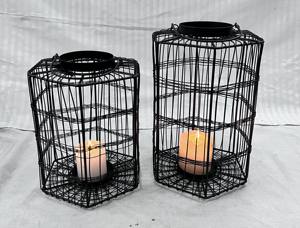 Elegantes candelabros de hierro hechos a mano, elegantes farolillos de Metal, tarros, capa de polvo negro, accesorios decorativos para el hogar para Navidad - Product Image 2