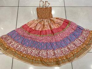 Jupe longue respirante bohème pour femmes 2-en-1 Designer Patchwork jupe multicouche avec motif de couche robe fatiguée - Product Image 3