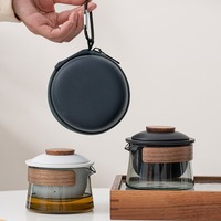 Ensemble de thé Kung Fu portable de 210 ml, sac de voyage, théière en céramique moderne, infuseur en verre, 1 théière, 3 tasses, passe au lave-vaisselle, résistant à la chaleur, cadeau