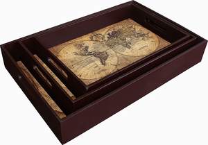 Meilleures ventes de plateaux de service en bois poli hôtels de haute qualité restaurants plateau alimentaire décoratif pour accessoires de cuisine gigognes - Product Image 2