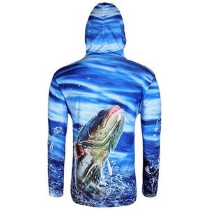 Sublimación personalizada Impreso de secado rápido UPF 50 Camisa de pesca Protección UV Ropa de pesca Manga larga Hombres Sudadera con capucha Camisas de pesca - Product Image 3