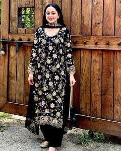 Haute Sur Demande Top Palazzo Costume Collection Tissu Georgette Lourd Avec Fil Broderie Travail Pour Les Femmes Porter - Product Image 1