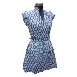 Nouvelle femme col en v printemps été moderne bouton naturel décontracté imprimé fleuri courte robe mi-longue formelle soirée mariage - Product Image 4