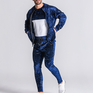 Wholesale Men Velvet <b>Tracksuit</b> Customized Logo Printing High Quality Light Weight Professional Men <b>Tracksuit</b> In Solid Color - Product Image 6