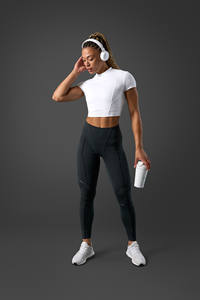 Camisetas lisas recortadas blancas con estampado de logotipo personalizado de alta calidad para mujer, camisetas deportivas y deportivas transpirables de secado rápido para mujer - Product Image 5