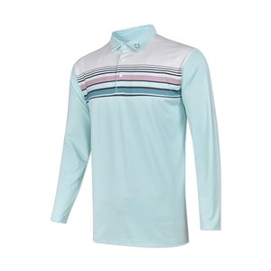 Polo de golf élégant de couleur unie pour hommes dernière conception à manches longues en tricot gaufré style européen mode imprimée en gros - Product Image 1