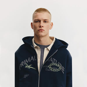 Sweat à capuche d'hiver surdimensionné en molleton français 100% coton, coupe régulière, fermeture éclair, broderie, imprimé en relief, écologique - Product Image 4