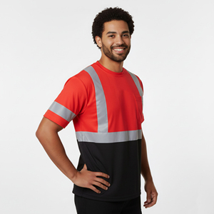 OEM 100% Polyester Class 2 Safety Work Shirt High Quality Reflective Strips Short Sleeve LED Flash Waterproof Winter Workwear - Product Image 4