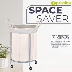 Minimalist Steel Laundry <b>Hamper</b> With Wheels Removable Liner <b>Large</b> Capacity Household Use - Product Image 6