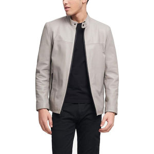 OEM personalizado chaqueta de cuero proveedor de fábrica al por mayor bombardero abrigo de los hombres de cuero suave de invierno slim fit motorista de moda - Product Image 1